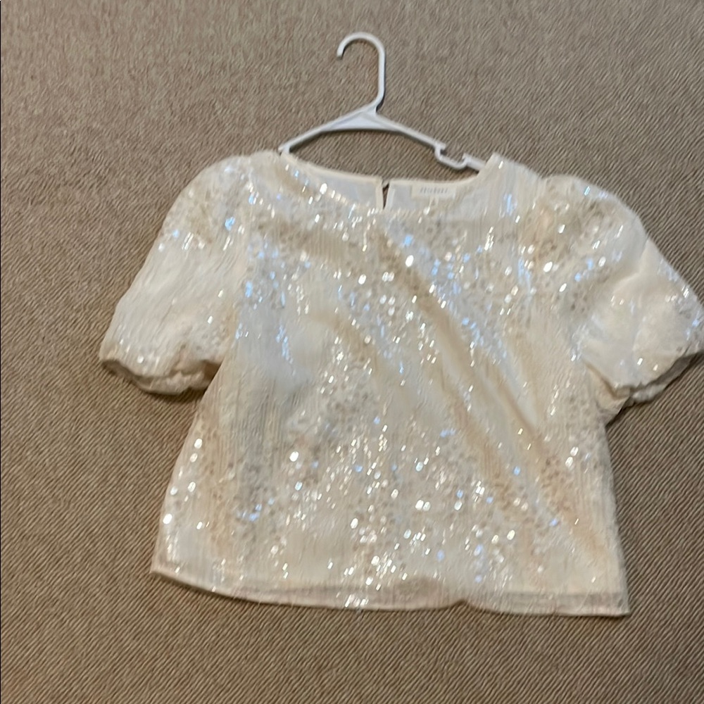 Zara Shimmering White Sequin Blouse